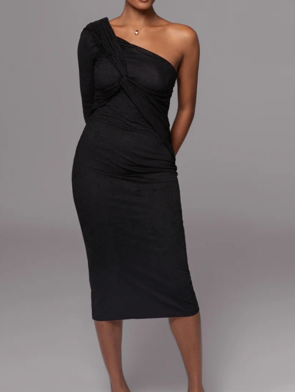 JLUXLABEL BLACK SUEDE MIDI DRESS